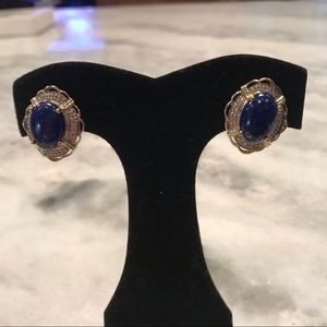 14kt gold lapis and diamond earrings
